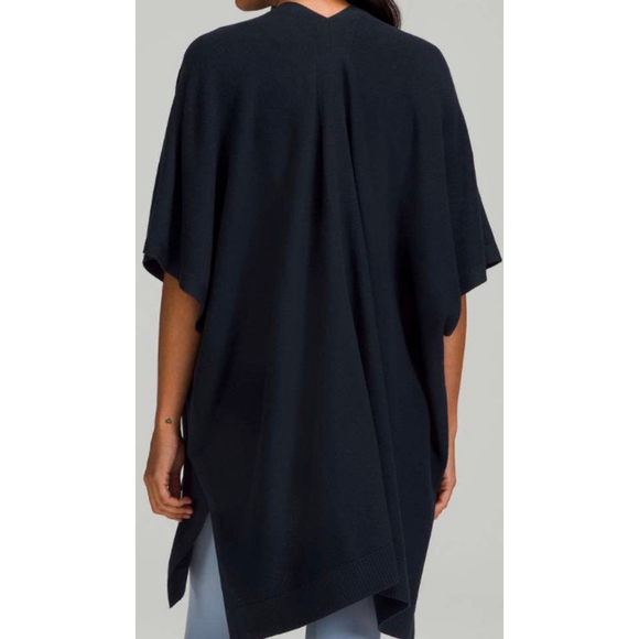 Lululemon | Merino Wool Short Sleeve Wrap Sweater Poncho | Sz M/L | Black | EUC - Picture 2 of 14